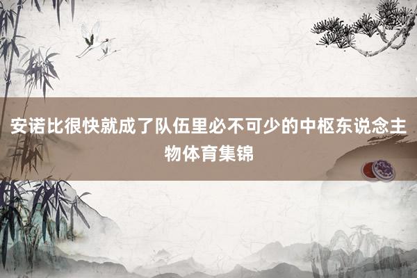 安诺比很快就成了队伍里必不可少的中枢东说念主物体育集锦