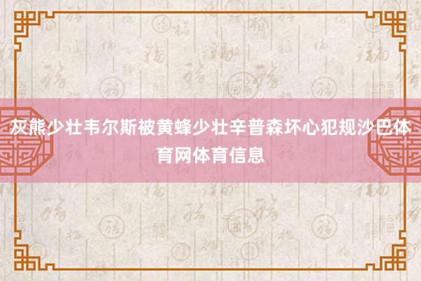 灰熊少壮韦尔斯被黄蜂少壮辛普森坏心犯规沙巴体育网体育信息