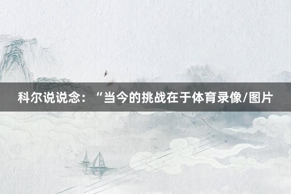 科尔说说念：“当今的挑战在于体育录像/图片