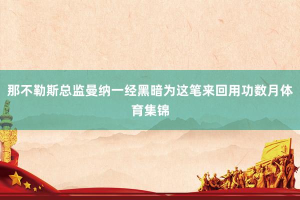 那不勒斯总监曼纳一经黑暗为这笔来回用功数月体育集锦
