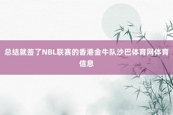 总结就签了NBL联赛的香港金牛队沙巴体育网体育信息