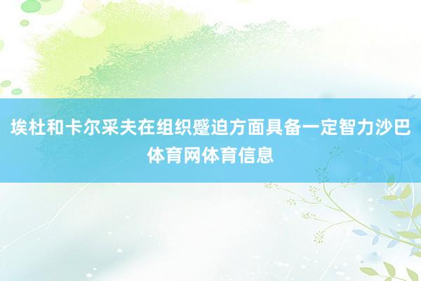 埃杜和卡尔采夫在组织蹙迫方面具备一定智力沙巴体育网体育信息
