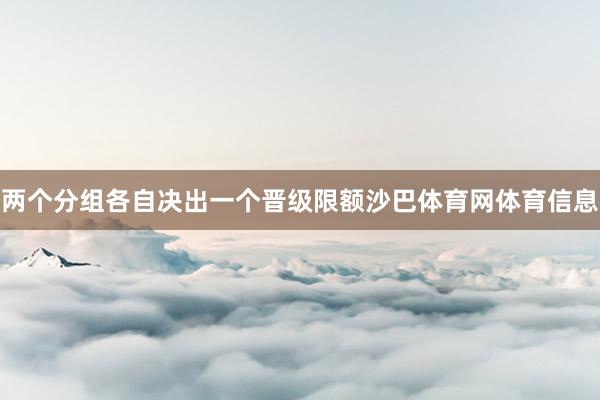两个分组各自决出一个晋级限额沙巴体育网体育信息