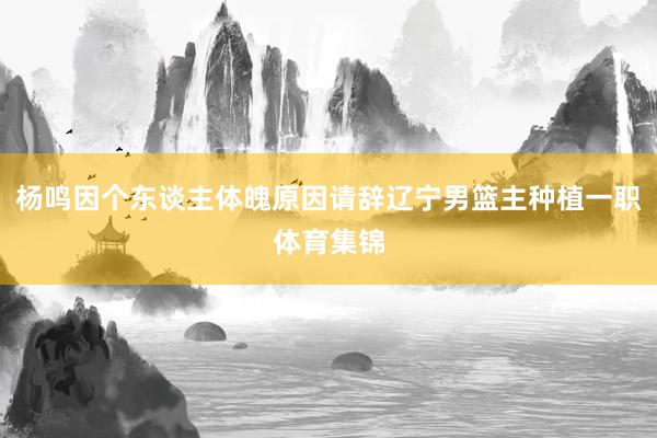 杨鸣因个东谈主体魄原因请辞辽宁男篮主种植一职体育集锦