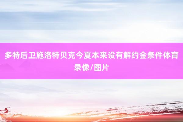 多特后卫施洛特贝克今夏本来设有解约金条件体育录像/图片